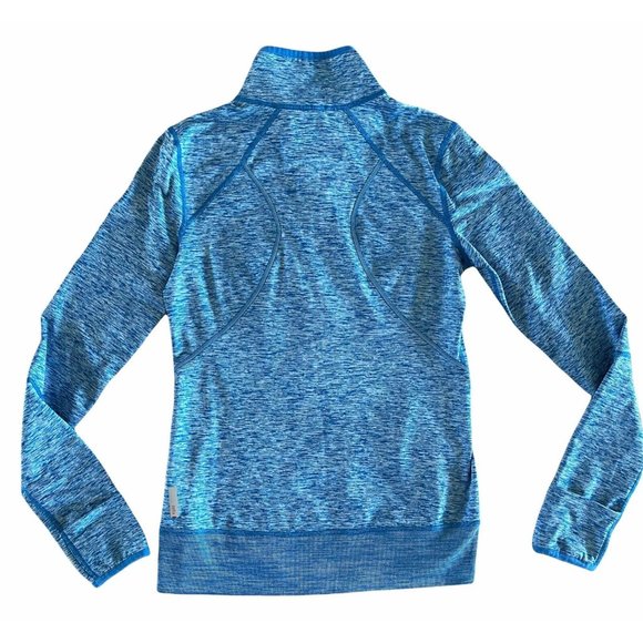 ZELLA Womens Bright Blue Space Dye 1/2 Zip Pullover Thumbholes Cuffs Logo Small - Picture 2 of 9